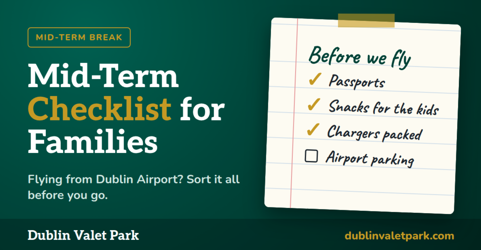Mid-Term Break Checklist for Families Flying from Dublin Airport